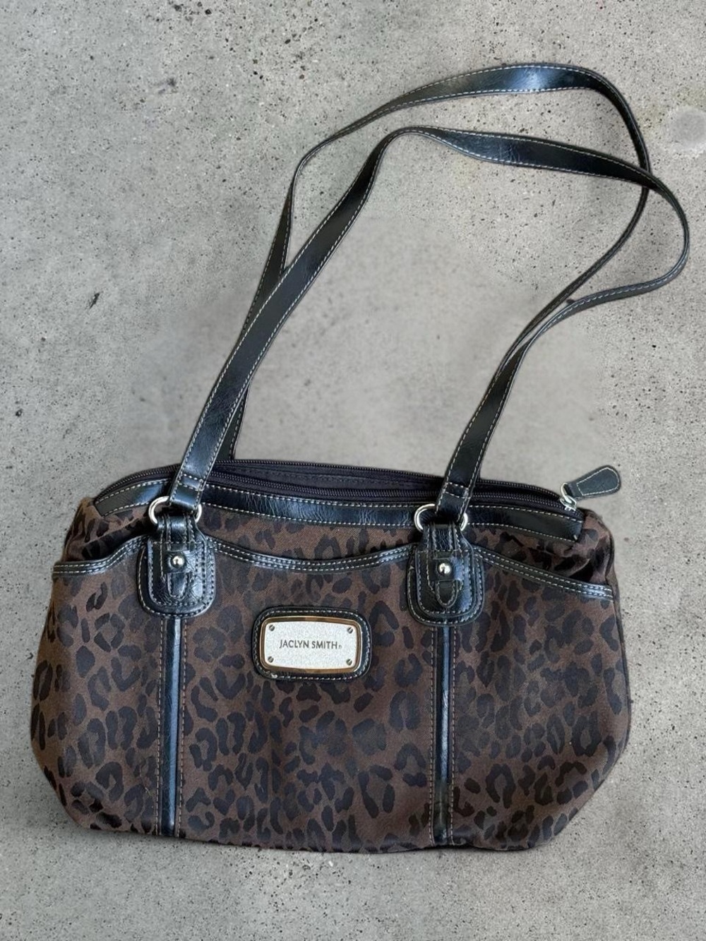 Jaclyn Smith Brown and Black Leopard Shoulder Bag